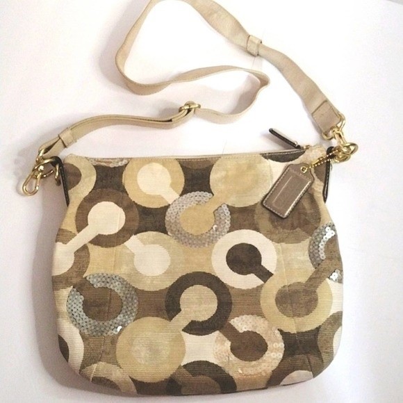 Coach Kristen Blue Op Art Shoulder Crossbody Hobo Bag Convertible Strap Vintage - Picture 5 of 10